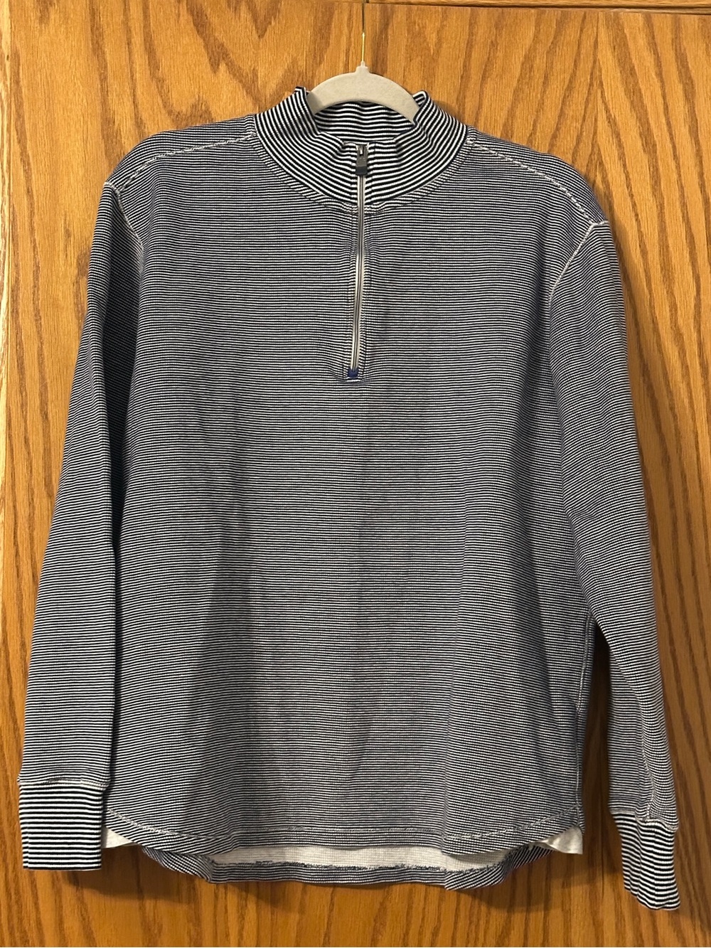 Robert Graham Navy Striped Gunther 1/4 Zip Mock Neck Men's Sweater - Size L